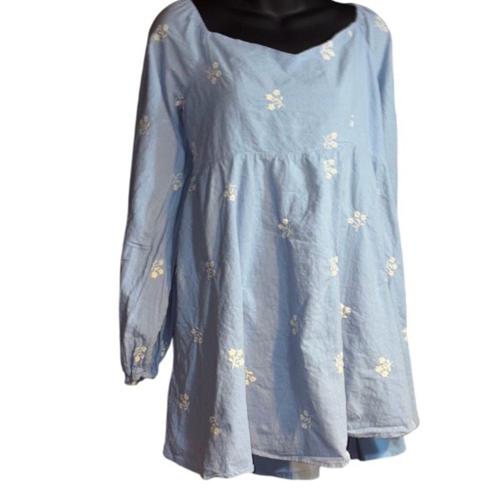 Lizzy Embroidered Mini Dress from Altar'd State 2x women’s blue